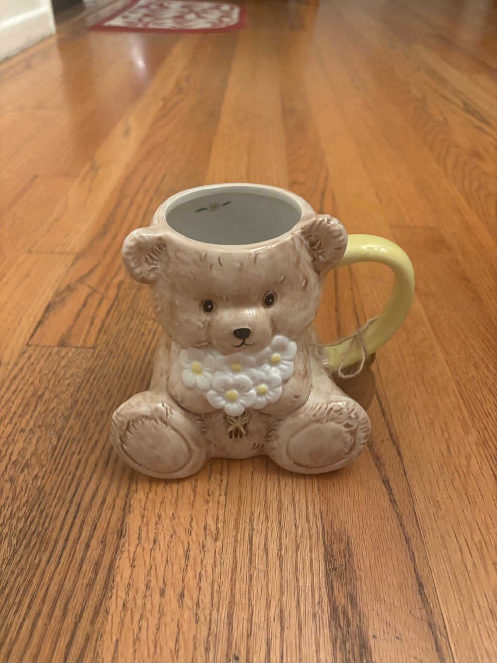 Simple & Sweet Best Friends Collection Teddy Bear Mug Floral 30oz Brown Ceramic